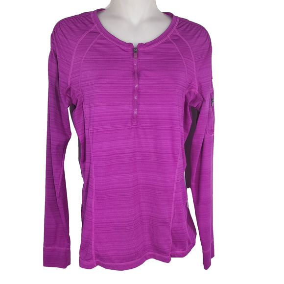 Athleta Women Pacifica UPF 1/4 Zip Top Medium Purple Ruched Long Sleeve Athletic - Picture 1 of 9